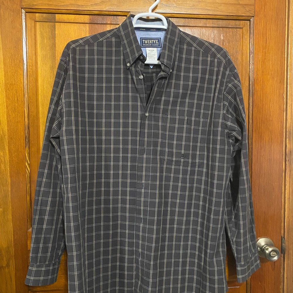 Wrangler Black and Gray Plaid Men's Shirt